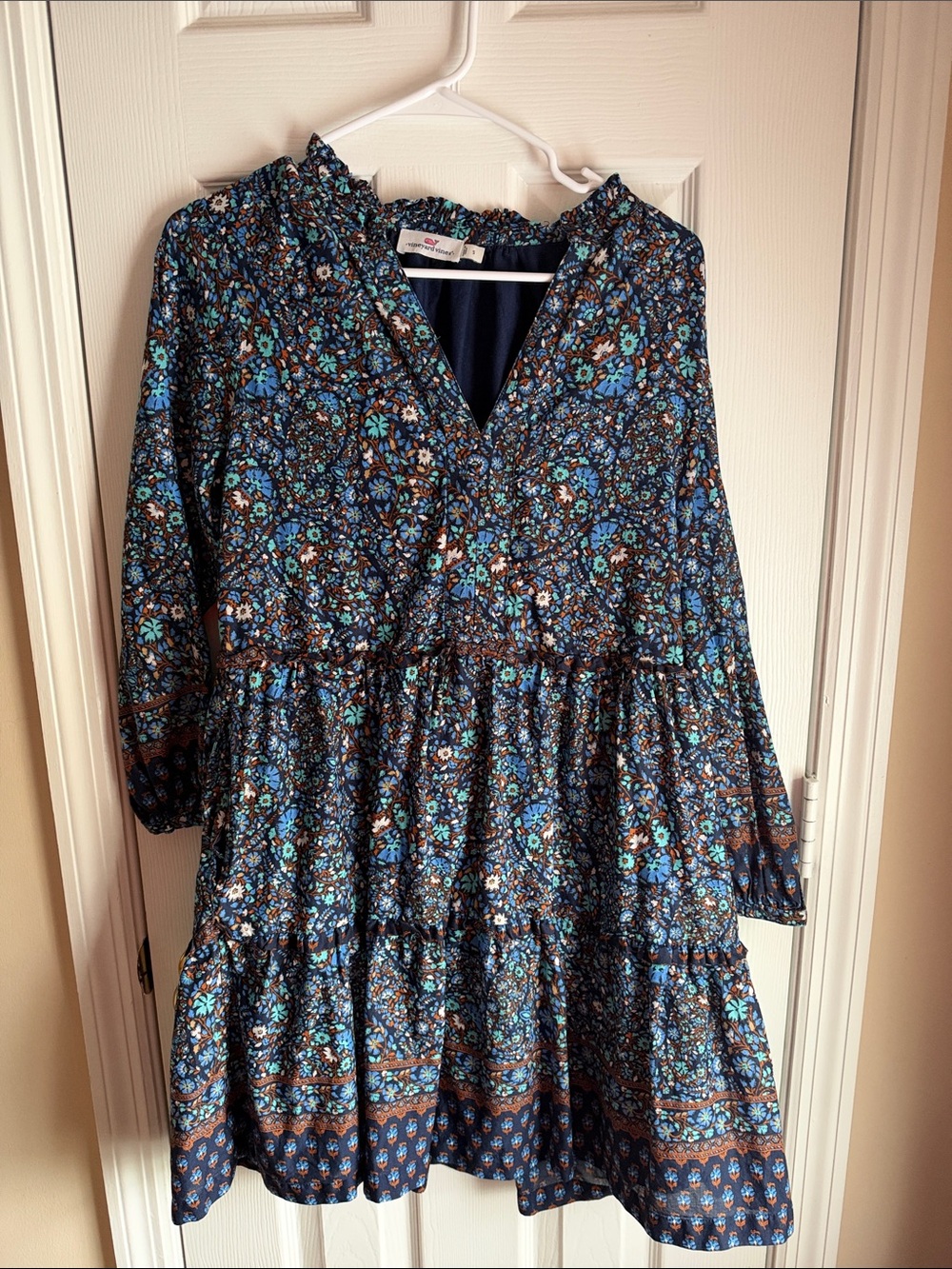 Blue Floral Tiered Vineyard Vines Women's Dress
